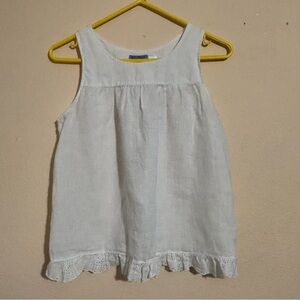 Acrobat White 100% Linen Sleeveless Ruffled Blouse Open Back Size S